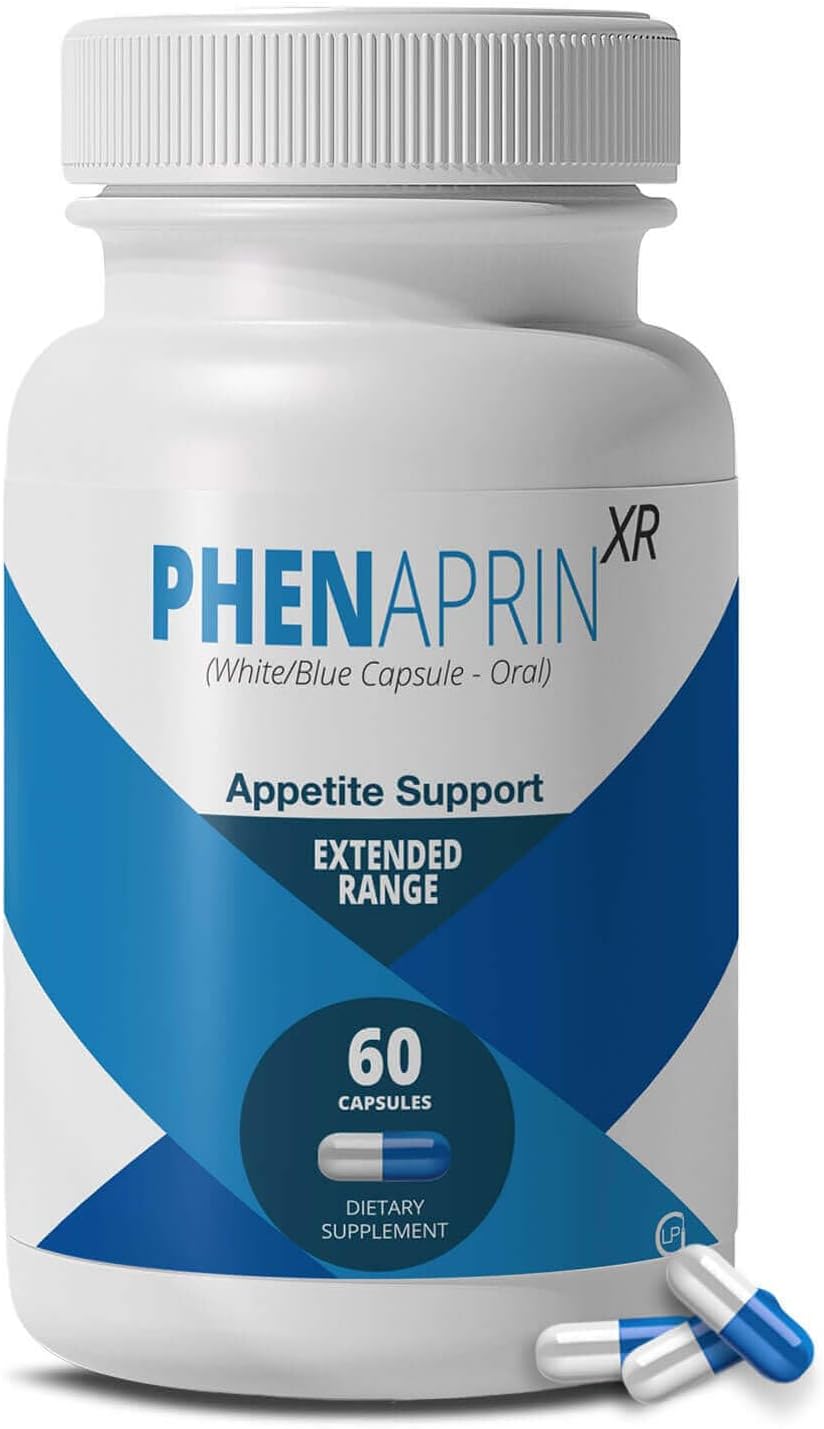 PhenAprin XR Caffeine-Free Appetite Suppressant for Weight Loss – Glucomannan Fiber Diet Pills for Food Noise and Cravings – Mood and Metabolic Support for Women and Men – 60 Capsules
