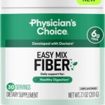 Physician's CHOICE Easy Mix Fiber for Digestive Health & Regularity - No Grit, Sugar Free, & Tasteless - Daily Prebiotic Soluble Fiber Powder Supplement for Women and Men - Unflavored - 7.1oz