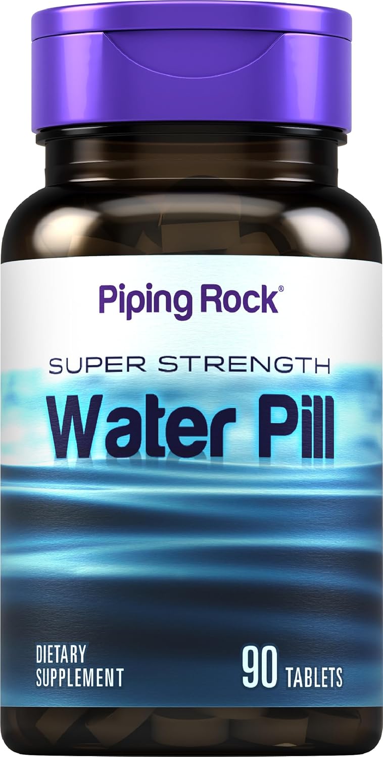 Piping Rock Water Pill for Men and Women | 90 Tablets | Super Strength Supplement with Potassium | Vegetarian, Non-GMO, Gluten Free
