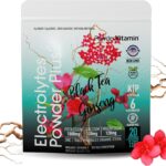 PowderVitamin Electrolytes Powder Plus (20 Servings) Black Tea Ginseng Electrolyte Powder Keto, Sugar Free, Pink Himalayan Salt,1000mg Potassium,120mg Calcium,120mg Magnesium, Hydration Powder