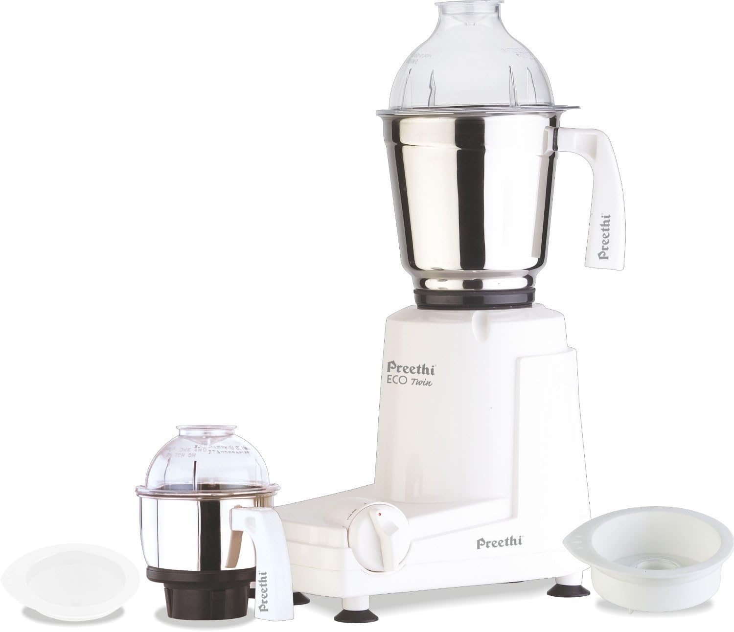 Preethi MG146 Eco Twin 2-Jar Mixer Grinder, Medium, White
