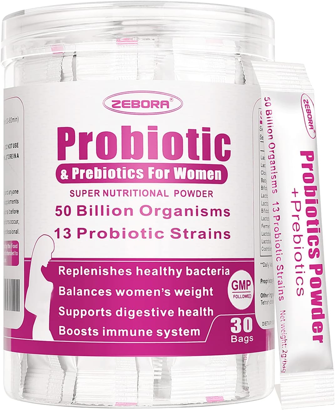 Probiorics for Women Probiotics Powder 50 Billion CFUs 13 Strain, Women’s Probiotics with Prebiotics for Digestive Health and Immune Support, Cranberry for Urinary & Vaginal Health 30-Day-Supply