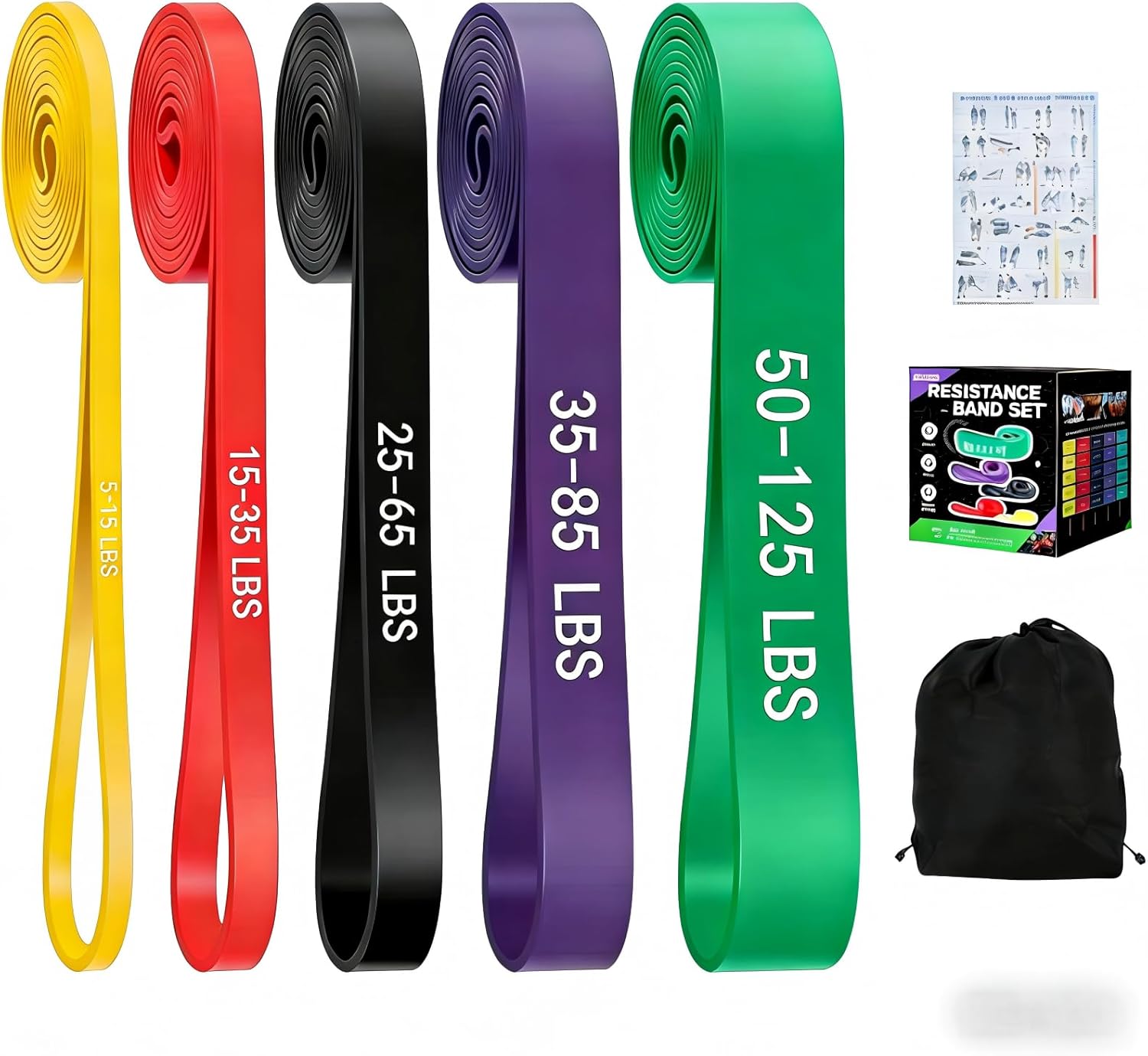 Pull Up Assistance Bands, 5 Levels Resistance Bands for Working Out, Exercise Bands Resistance for Men & Women, Pull Up Bands for Body Training, Muscle Building, Physical Therapy, Home & Gym Fitness