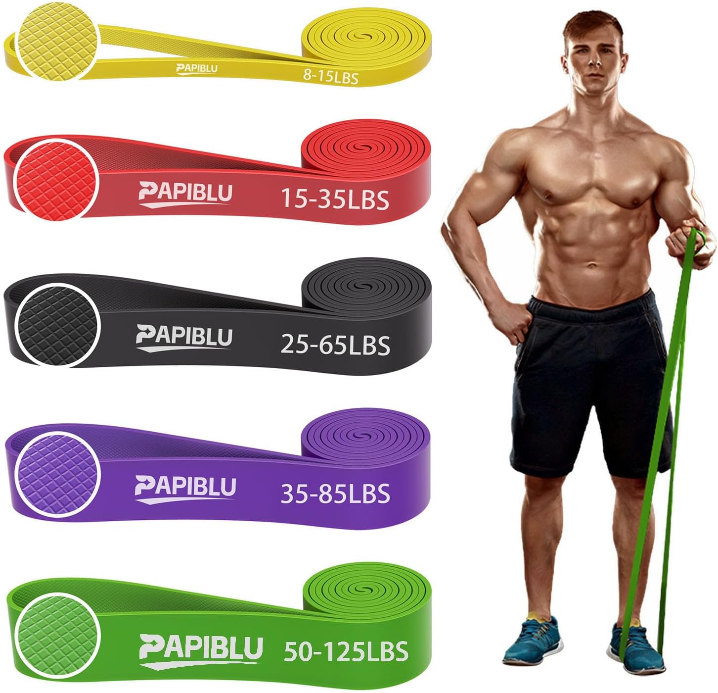 Pull Up Bands, Resistance Bands Set for Pull-Up Assistance, Exercise Bands with Door Anchor & Grip Pads for Men & Women Working Out, Physical Therapy, Muscle Training