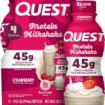Quest Nutrition Strawberry Protein Shake, 45g Protein, 2g Sugar, 4g Net Carbs, Ready to Drink, Gluten Free, 4 Count