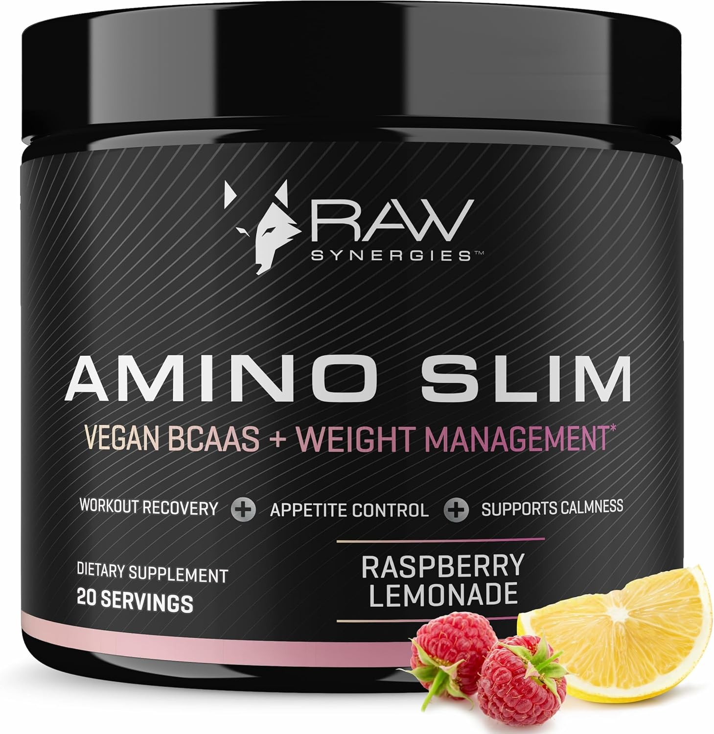 RAW Synergies Amino Slim – Slimming BCAA Weight Loss Drink for Women, Vegan Amino Acids, L-Glutamine Powder for Post Workout Recovery & Fat Burning | Daily Appetite Suppressant, Metabolism Booster