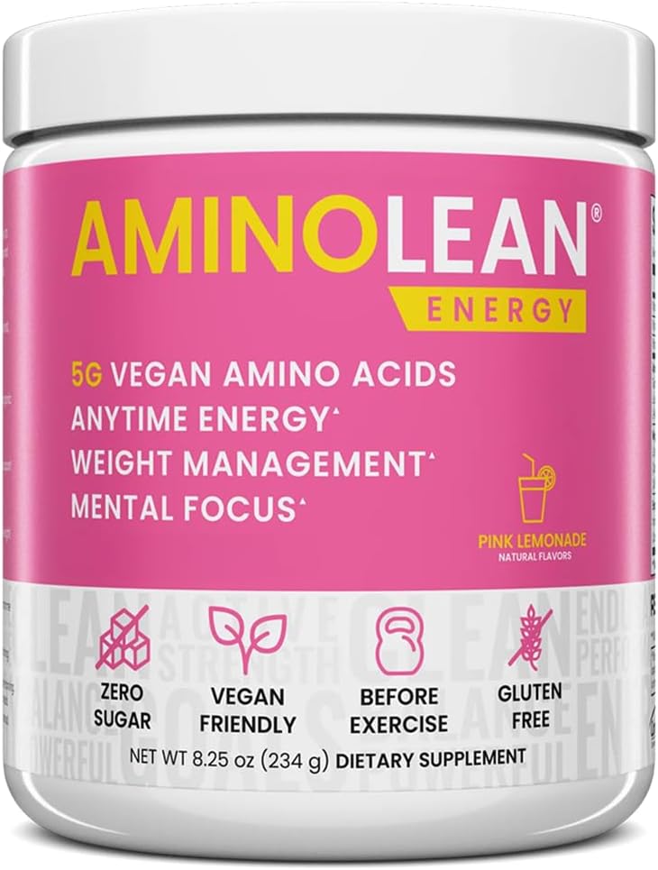 RSP NUTRITION AminoLean Pre Workout Powder, Amino Energy & Weight Management with Vegan BCAA Amino Acids, Natural Caffeine, Preworkout Boost for Men & Women, 30 Serv, Pink Lemonade…