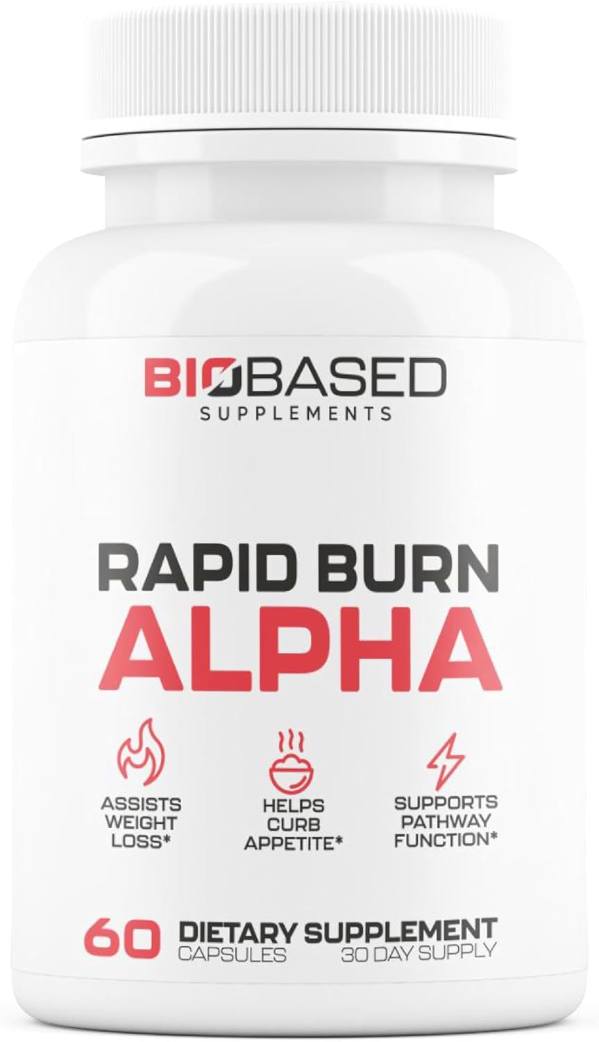 Rapid Burn Alpha – Fat Burner for Men – Supports Healthy Pathways Associated with GLP-1 Activity – Supports Appetite Control, Energy Booster, Helps Increase Metabolism & Fat Loss – 60 Unisex Capsules