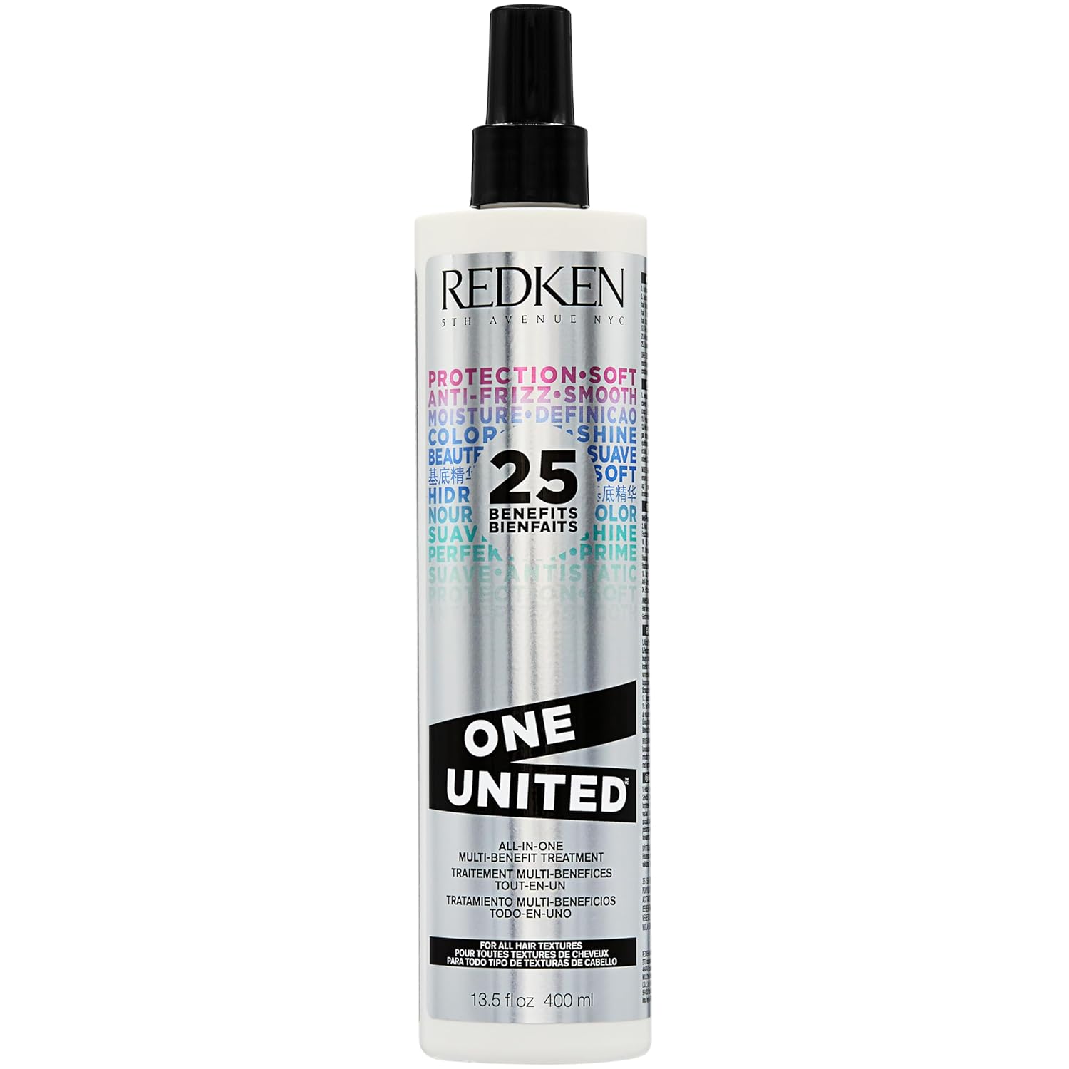 Redken One United All-In-One Leave In Conditioner – Multi-Benefit Leave In Treatment For All Hair Types, Heat Protectant and Detangler Spray, Paraben-Free