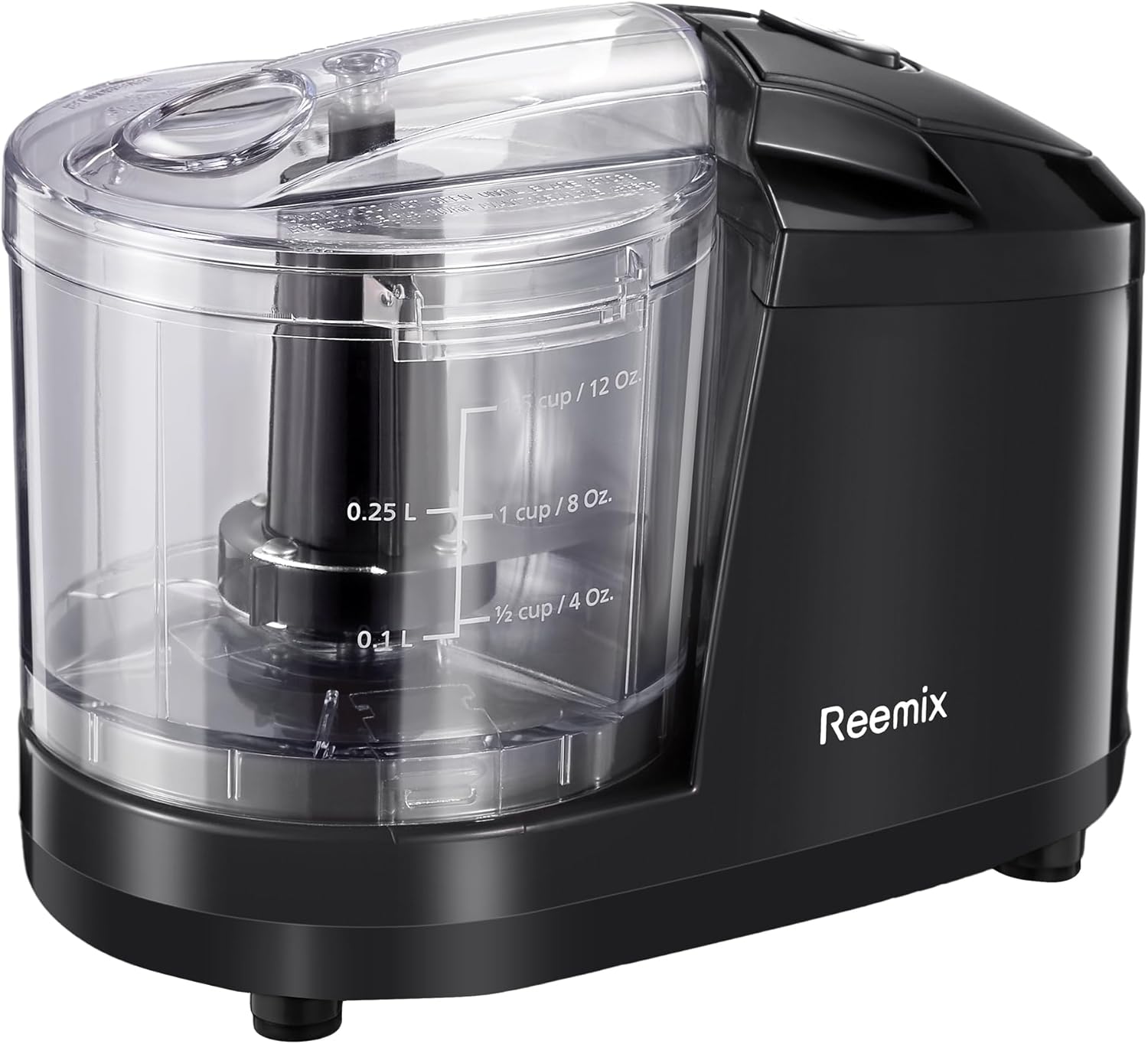 Reemix 1.5-Cup One-Touch Electric Food Chopper, 100W Mini Food Processor Meat Grinder, Mix, Chop, Mince and Blend Vegetables, Fruits, Nuts, Meats, Stainless Steel Blade (Black)