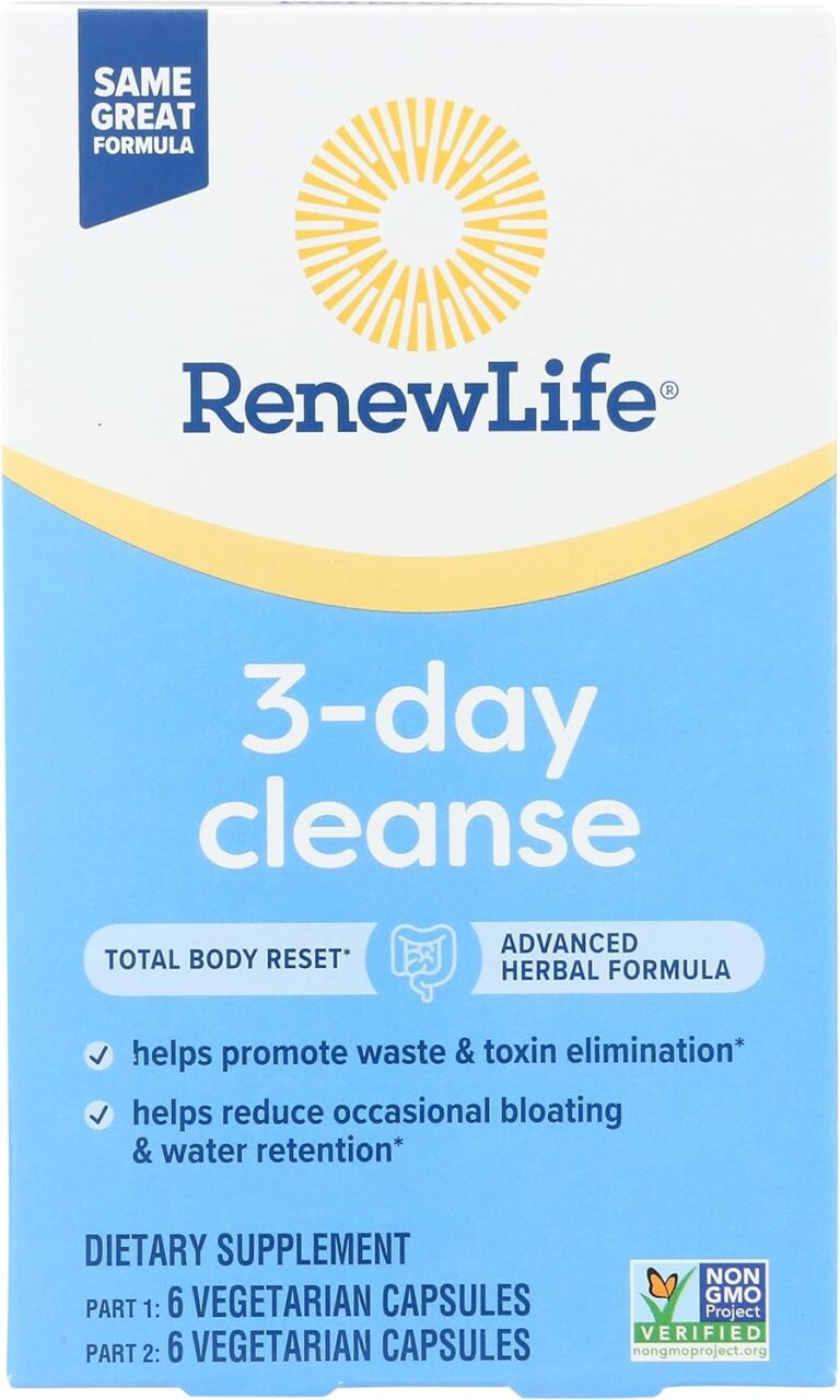 Renew Life 3-Day Cleanse Total Body Reset 2-Part Detox Cleanse Capsules, Digestive Wellness and Regularity, Herbal Blend with Magnesium and Cranberry, Soy, Dairy and gluten-free 12 Count