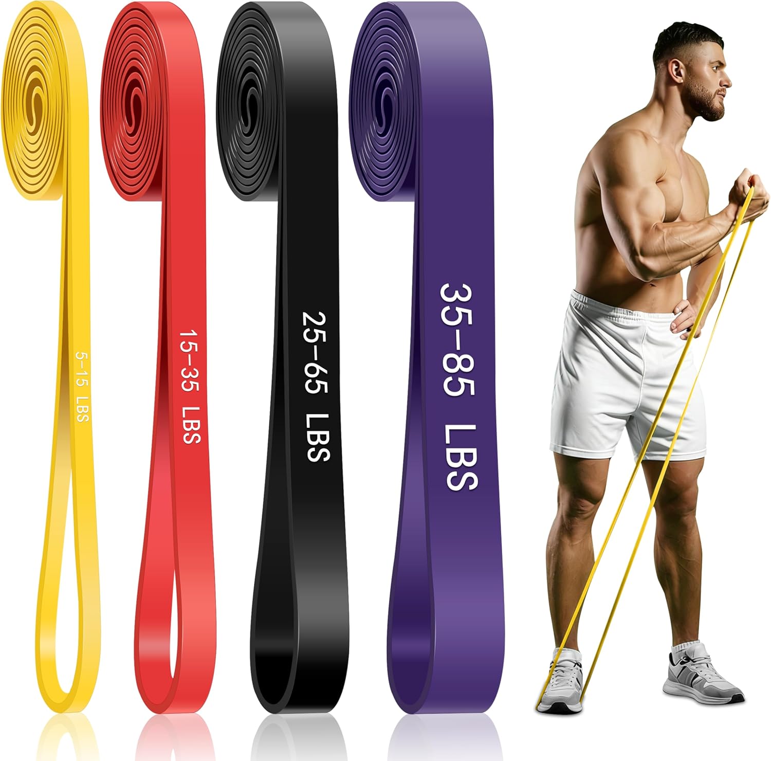 Resistance Bands for Working Out, 4-Level Pull Up Assistance Bands, Exercise Bands for Women & Men, Stretch Workout Bands for Full-Body Training, Fitness, Physical Therapy, Pull Up Bands at Home, Gym