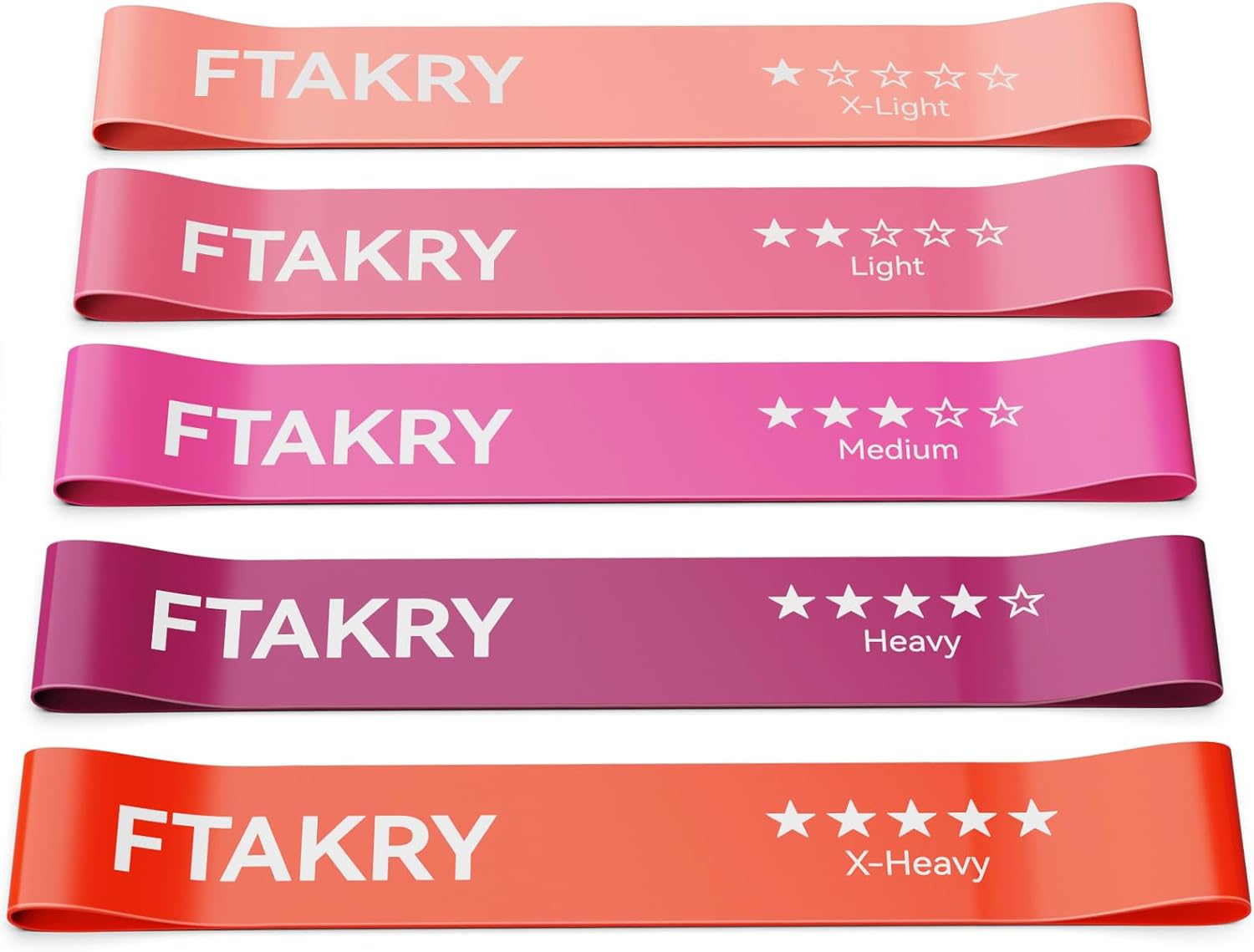 Resistance Bands for Working Out, Exercise Bands with 5 Resistance Levels, Natural Latex Resistance Bands Designed for Home Fitness, Strength Training and Flexibility Exercises