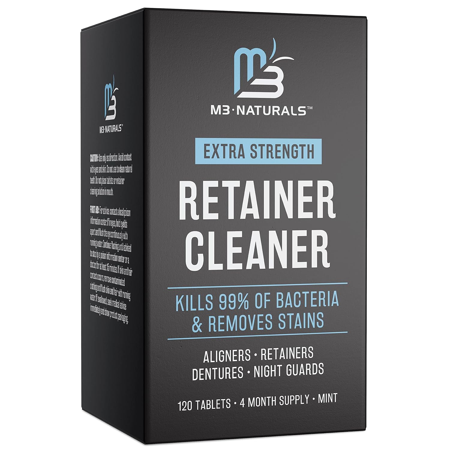 Retainer Cleanser Tablets Invisalign Cleaner, Removes Odors Discoloration Stains and Plaque 4 Month Supply Denture Cleansers Retainers Mouth Guards Denture Bath Mint by M3