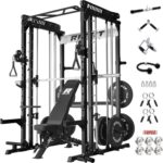 RitFit M1 Pro Smith Machine with Cable Crossover System, Multi-Function Squat Rack Power Cage for Home Gym, Power Rack and Packages