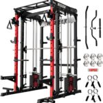 RitFit M2 Smith Machine with Cable Crossover System, 3D Functional Trainer & Power Cage, 16 Adjustment Holes, 6 Storage Pegs for Full-Body Home Gym