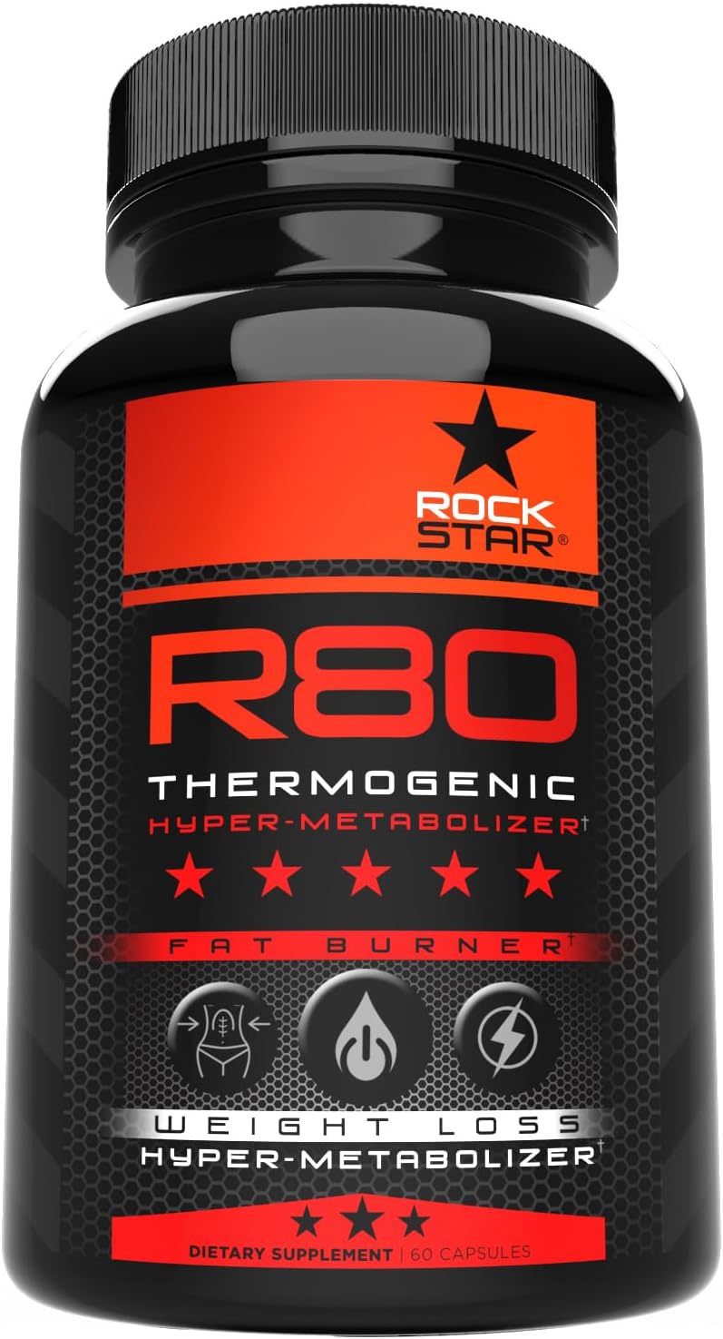 Rockstar R80 Extreme Thermogenic Hyper-Metabolizer Fat Burner for Men & Women – GLP-1 Support, Appetite Suppressant, Thermogenic Weight Loss Pills | Metabolism Booster