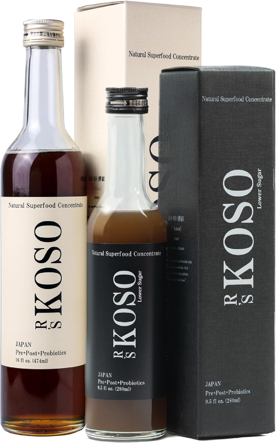 R’s KOSO Mix of Regular 16oz & Lower Sugar 10.5oz – Japanese Enzyme Drink Rich in Probiotics, Made from 100+ Vegetables ＆ Fruits – Natural Support for Better Digestion & Gut Health + Detox
