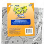 Scrub Daddy Damp Duster Towel - Durable Sponge-Like Dust Cleaner for Multisurface Dusting, Picking Up Pet Hair, Dirt & Grime of All Kinds - Reusable, Soft, Flexible, Absorbent Cleaning Supplies (4ct)