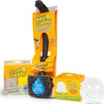 Scrub Daddy Household Cleaning + BBQ Bundle - BBQ Daddy Bristle Free Grill Brush - 2 Microfiber Cleaning Towels - All Purpose Cleaner PowerPaste Cleaning Paste + Scrub Mommy Sponge