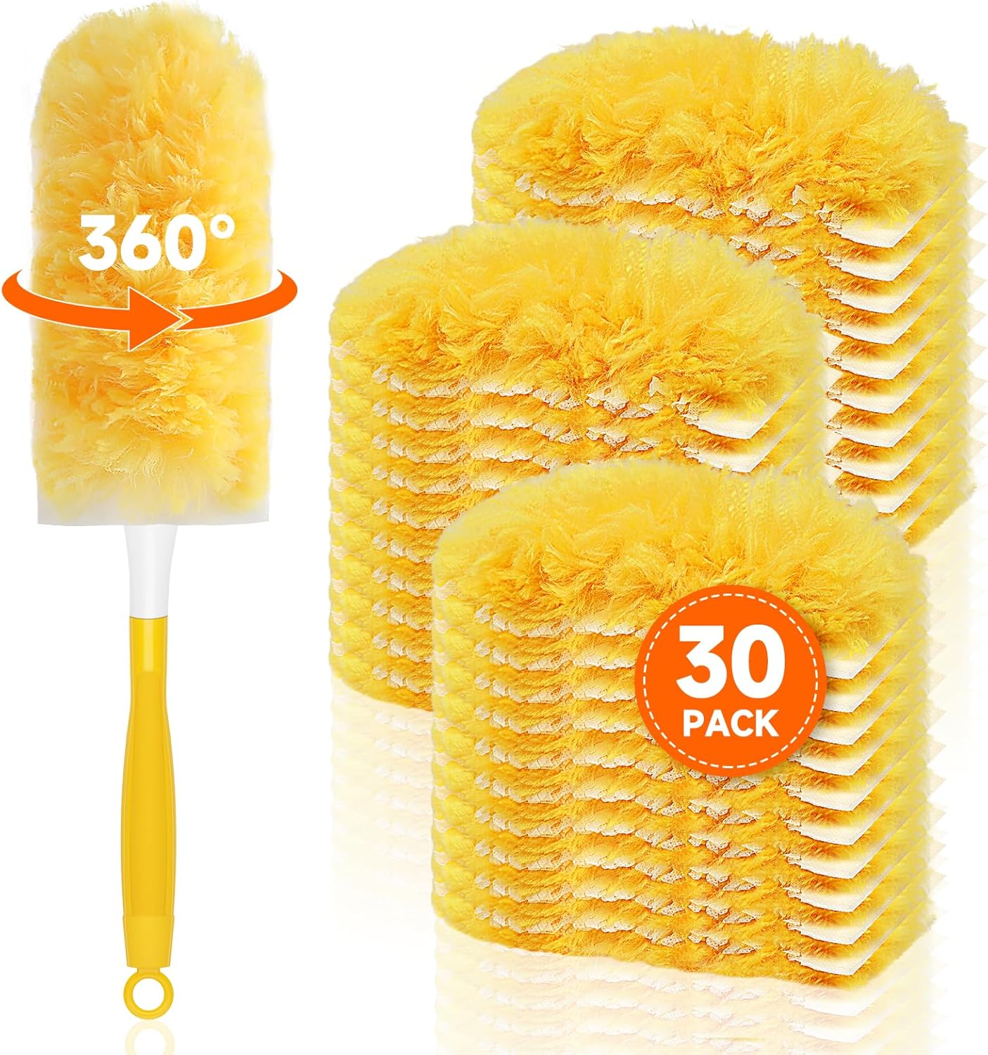 SetSail 30 Count Duster Refills for Swiffer Duster with 1 Handle Dusters for Cleaning Disposable Duster Refill Multi Surface 360 Duster Cleaner Kit for Ceiling Fan, Blind, Furniture