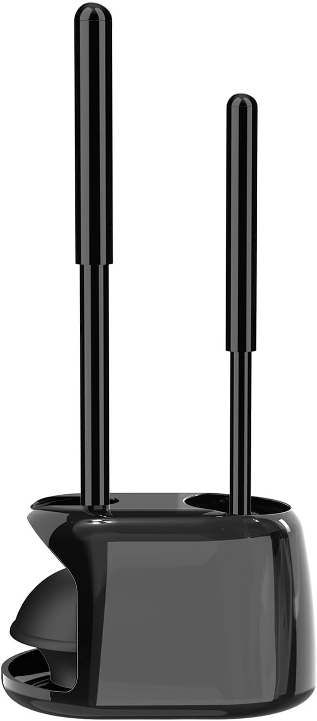 SetSail Toilet Brush and Plunger Set, Semi-Hidden Toilet Plungers Heavy Duty Toilet Bowl Brush and Holder for Bathroom Toilet Plunger and Brush Set for Deeply Cleaning – Black