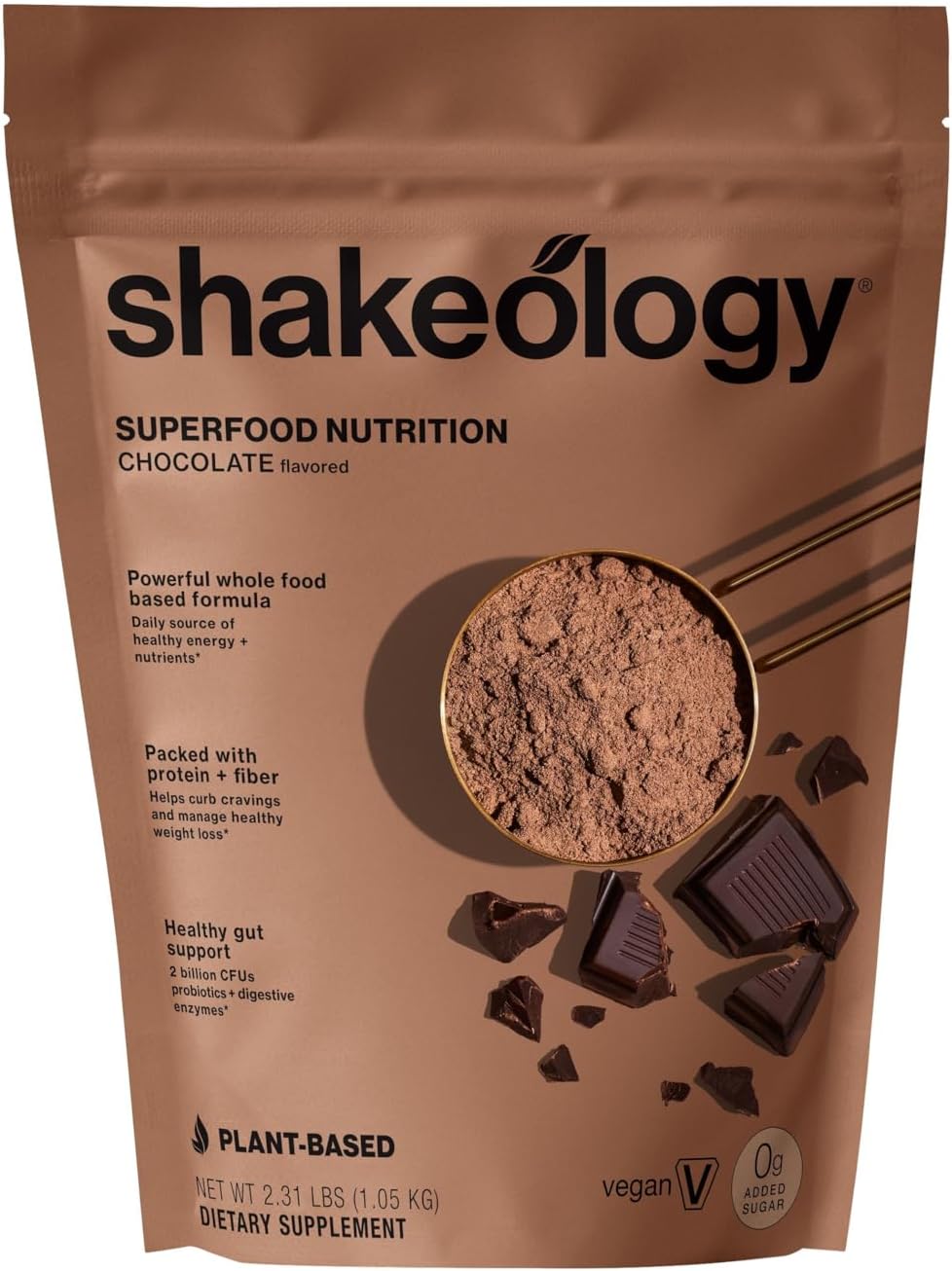 Shakeology 0g Added Sugar Plant Based Protein Powder Blend, Gluten-Free Shake with Vitamins and Minerals – Helps Support Healthy Weight Loss, Lean Muscle, Gut Health – Chocolate, 30 Servings