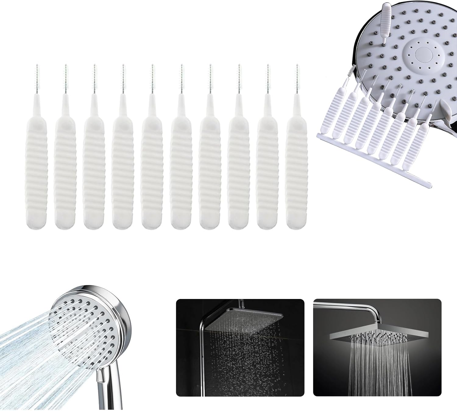 Shower Head Cleaning Brush for Small Hole, 2025 New Anti-Clogging Nozzle with Storage Boxes, Multifunctional Shower Cleaning Tools, Showerhead Cleaning Brushes Picks for Bathroom (10PC)