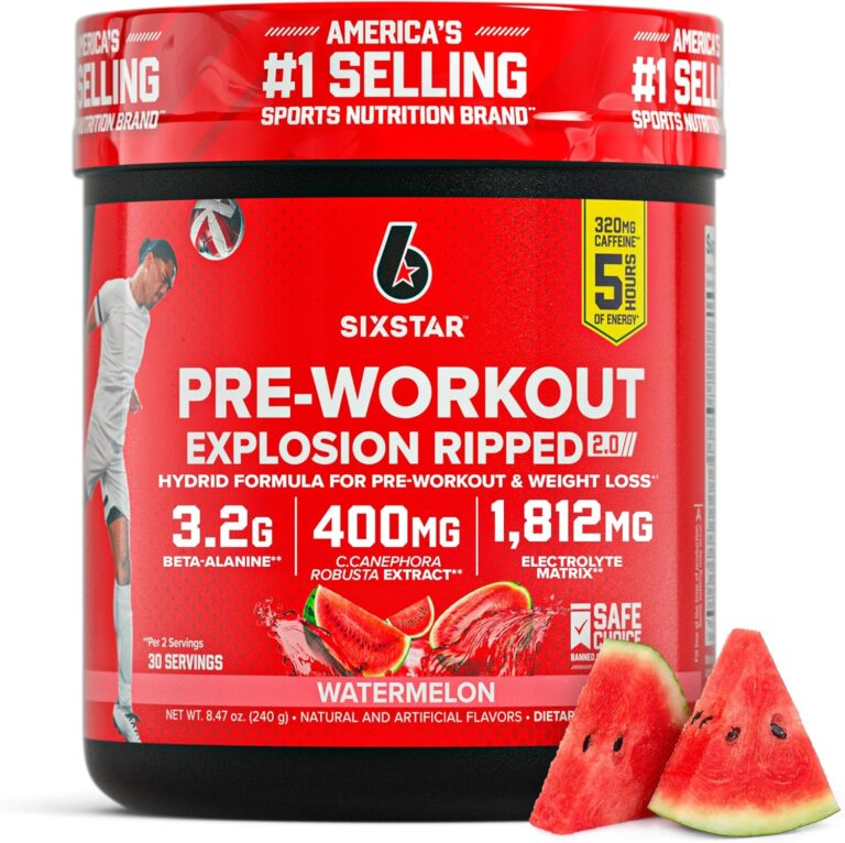 Six Star Pre-Workout Explosion, Watermelon (30 Servings) - Preworkout Energy Powder Supplement for Men & Women - Pre Workout Drink Mix with Creatine & Beta Alanine - Sports Nutrition Products