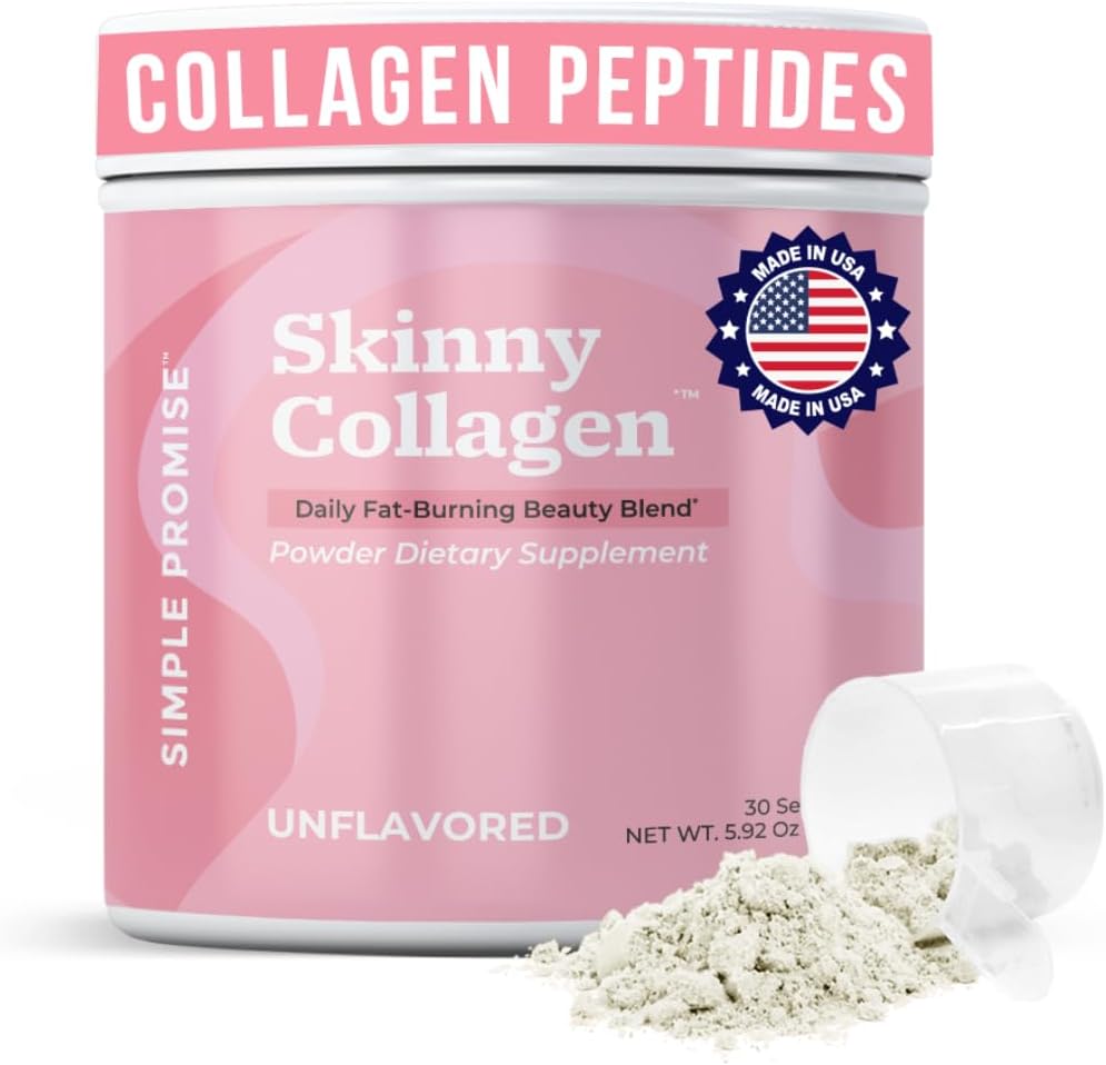 Skinny Collagen Weight Loss Supplement (Unflavored) – Hydrolyzed Multi-Collagen Peptides Powder Drink – Types I, II, III, V, X – Supports Fat Burning & Weight Goals For Women – 30 Servings