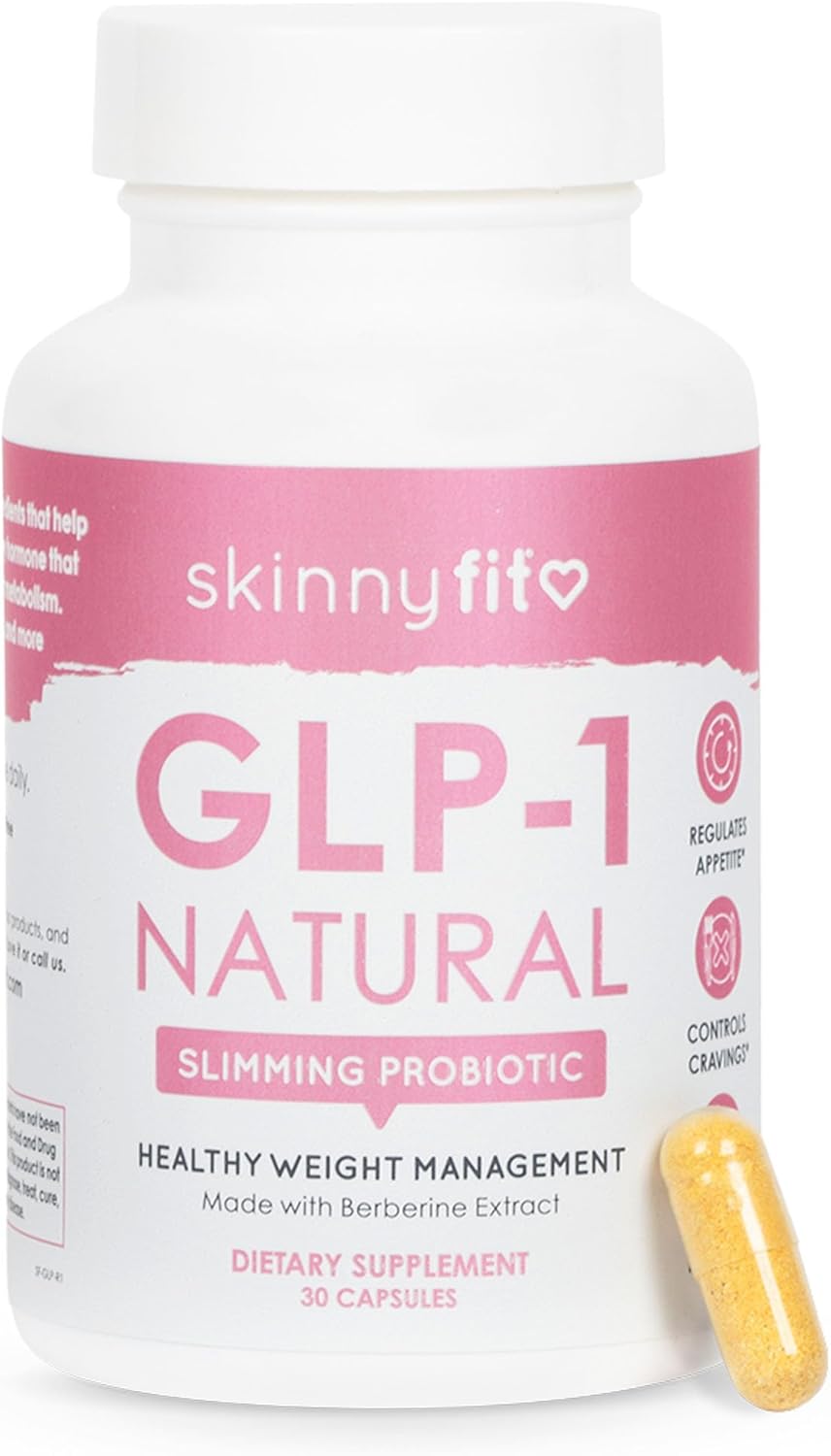 SkinnyFit – GLP-1 Natural Probiotic Supplement (30 Servings) – Weight & Fitness Goals – Cravings, Appetite & Digestion – Berberine & Probiotics – Non GMO, Gluten Free & Dairy Free – Beauty & Body Care