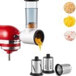 Slicer Shredder Attachment for KitchenAid Stand Mixer, Cheese Grater Attachment for KitchenAid Stand Mixer, Food Processor with 3 Blades by HOZODO