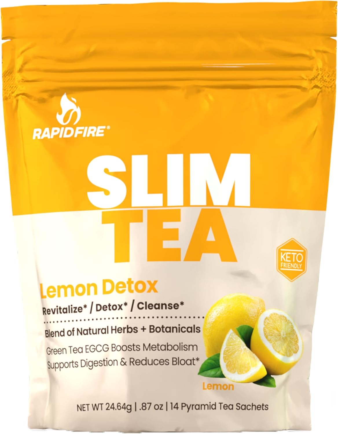 Slim Tea 14 Day Herbal Teatox, Blend of Natural Herbs and Botanicals, Supports Healthy Weight Management, Supports Metabolism, Delicious Lemon Flavor, 14 Servings