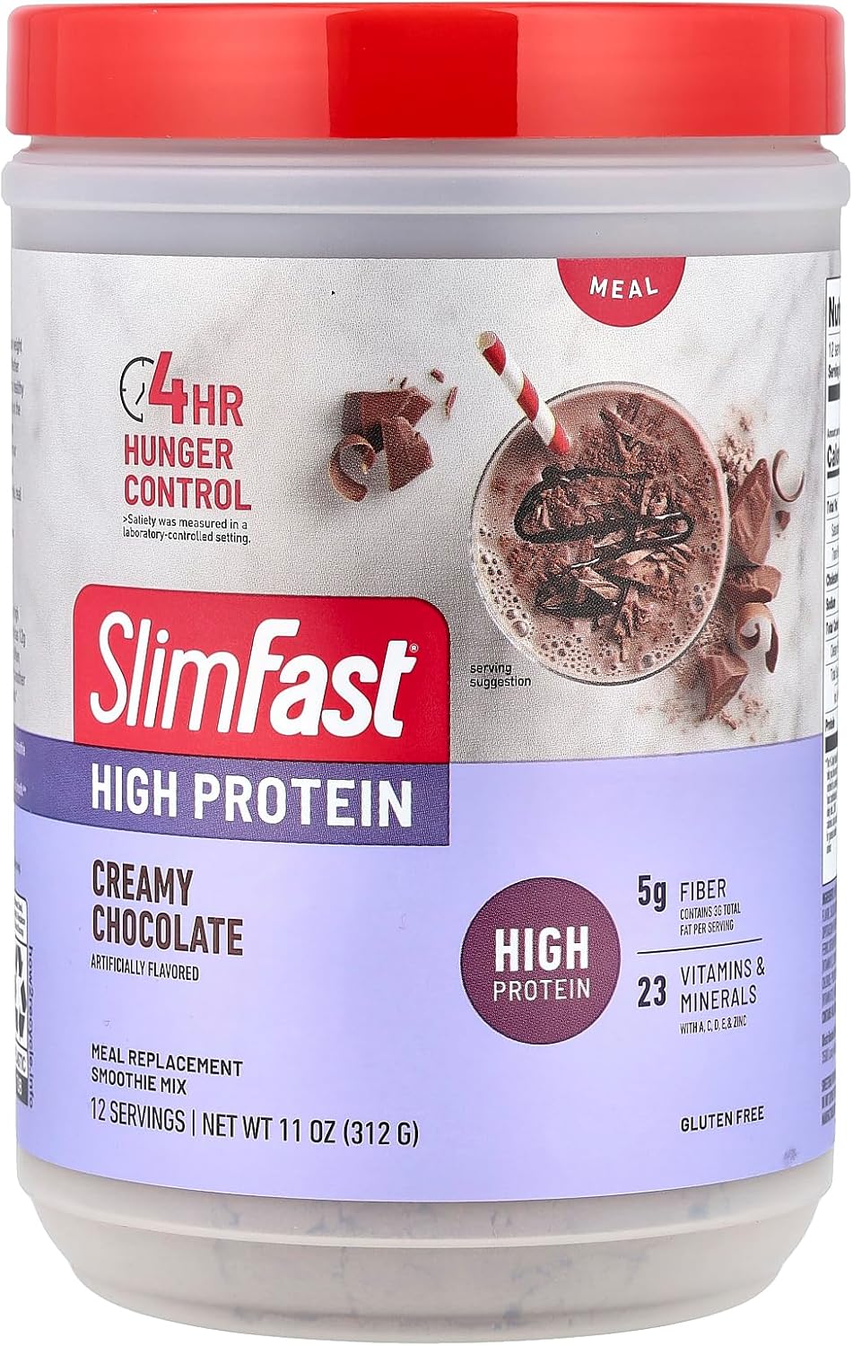 SlimFast Advanced Nutrition Creamy Chocolate Smoothie Mix – Weight Loss Meal Replacement – 20g protein – 11.4 Oz. Canister – 12 servings – Pantry Friendly