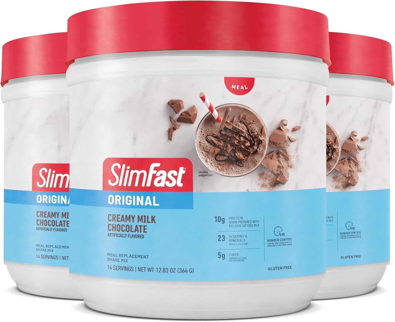 SlimFast Original Meal Replacement Powder, Creamy Milk Chocolate, Weight Loss Shake Mix, 10g of Protein, 14 Servings (Pack of 3) (Packaging May Vary)