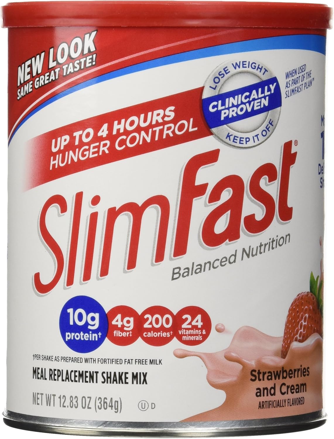 SlimFast Original Strawberries & Cream Meal Replacement Shake Mix – Weight Loss Powder – 12.83 Oz. Canister – 14 Servings – Pantry Friendly