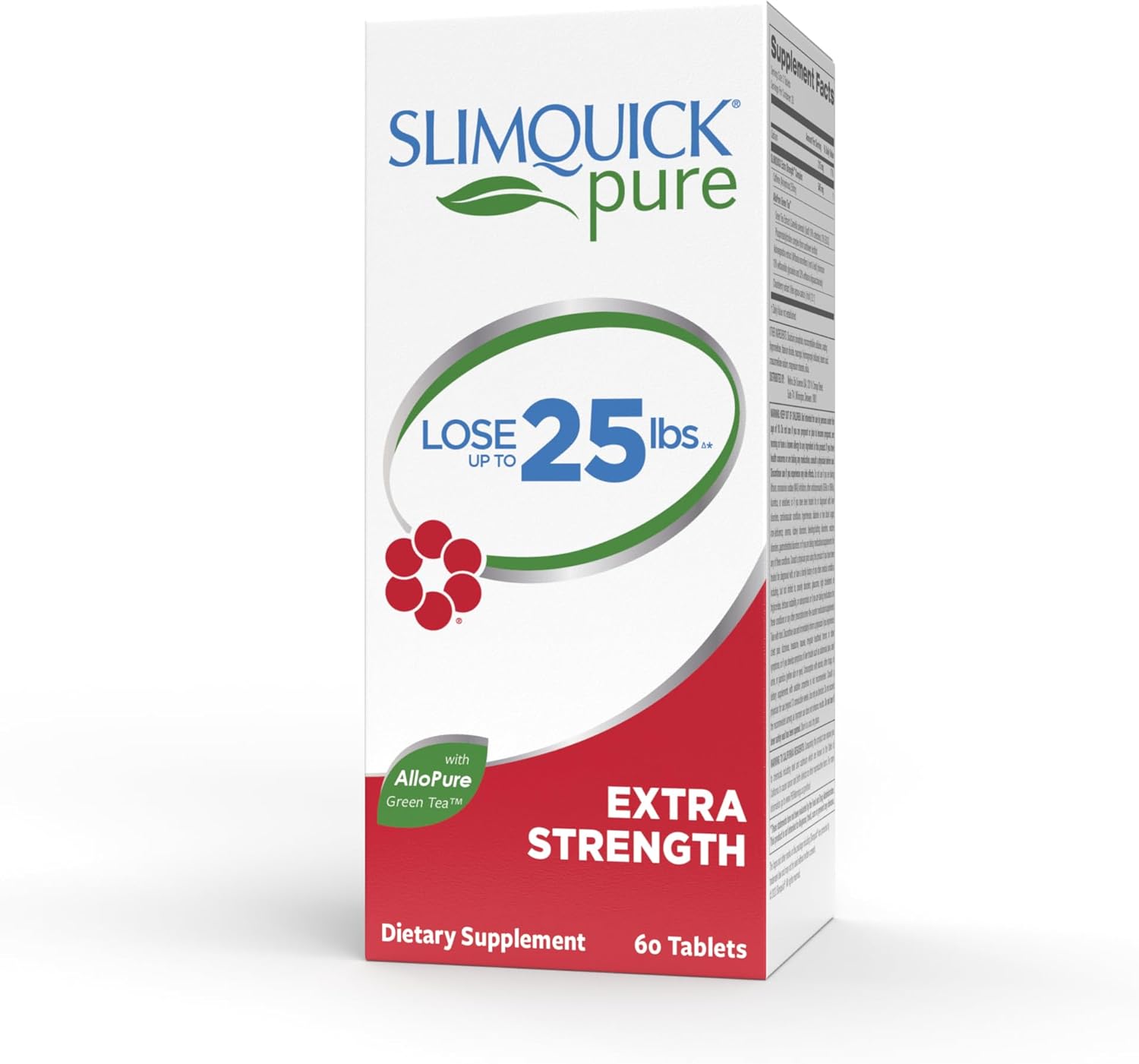 Slimquick Pure 3x Extra Strength Pill for Women, Helps Achieve Weight Goals, Helps Metabolism, Lose Excess Water, Keeps Full for Longer with Green Tea Extract, Caste Tree, Caffeine, MCT Oil – 60 Count