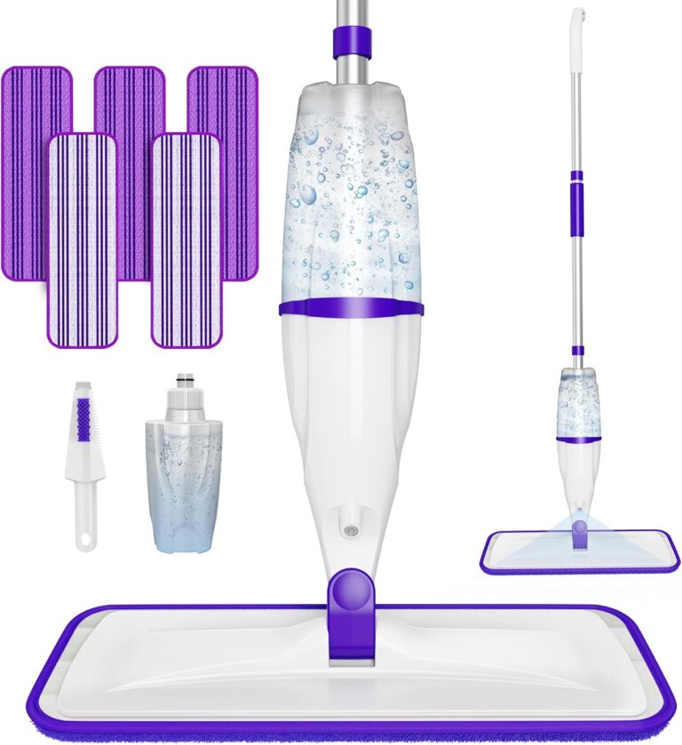 Spray Mops for Hardwood Floor Cleaning: EXEGO Wet Mops with 5 Microfiber Refillable Pads for Swiffer Powermop - Floor Mop with Sprayer Dust Dry Mopping Tools for Tile Wood Laminate Vinyl Marble