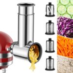 Stainless Steel Cheese Grater for Kitchenaid Mixer, For Kitchenaid Cheese Grater Attachment, Salad Maker, Grinding Powder, Dishwasher Safe with 4 Blades