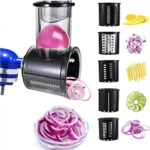 Stainless Steel Slicer Shredder Attachment for Kitchen Aid Stand Mixer with Detachable 5 Blades for Cheese Grater, Vegetable Shredder, Salad Maker, Food Slicers Chopper Powder Grinding