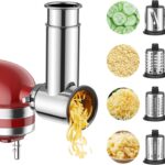 Stainless Steel Slicer Shredder Attachment for KitchenAid Stand Mixer, Salad Machine with Vegetable Slicer, Salad Maker, Grinding Powder, Cheese Grater by Cofun