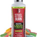 SteelFit Steel Burn, Premium Liquid L-Carnitine, 3000mg - Stimulant-Free & Clean Workout Drink for Men & Women Supports Healthy Weight Loss Management & Fat Metabolism - 31 Servings, Sour Gummy Worm