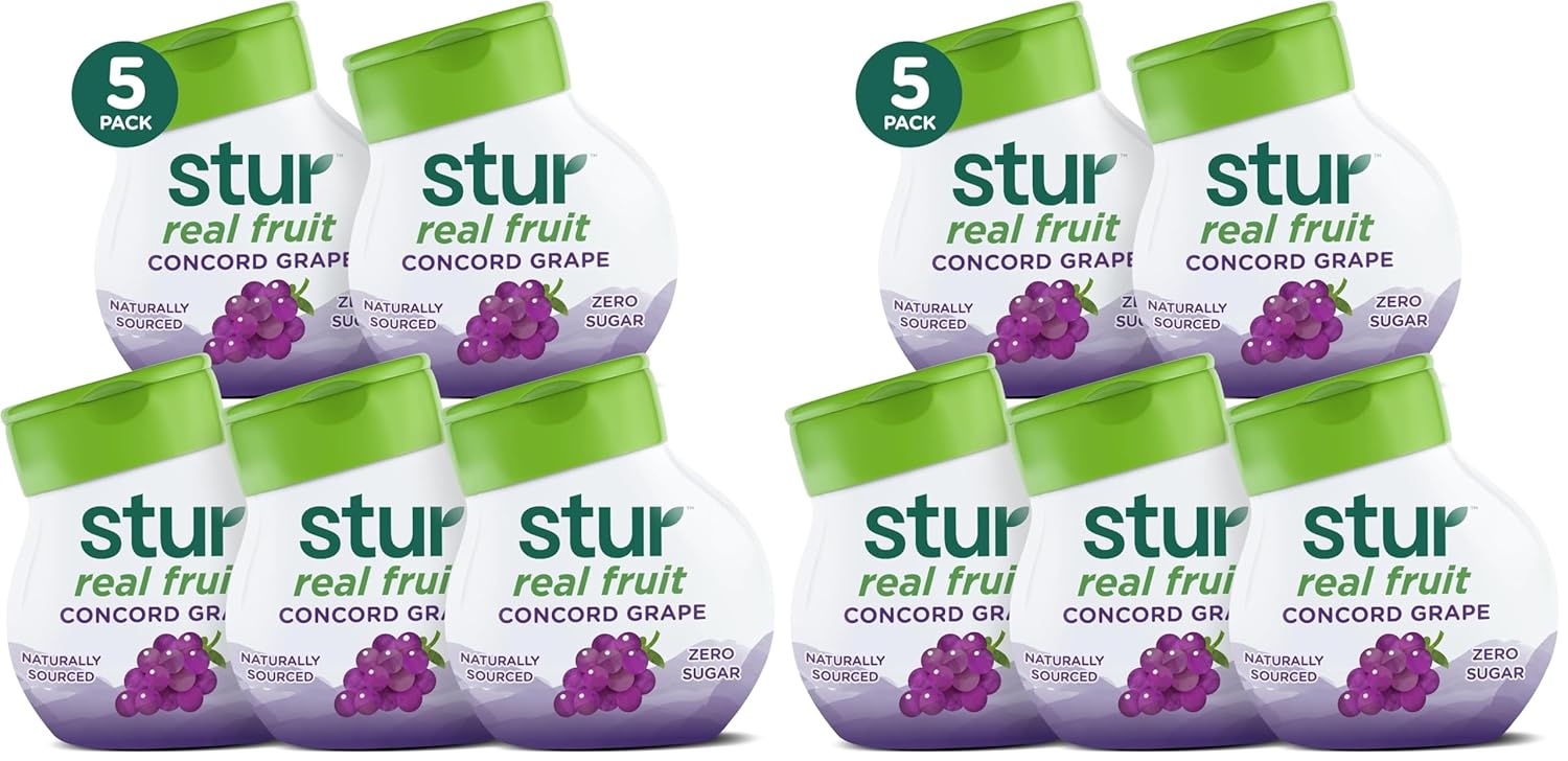 Stur Liquid Water Enhancer | Concord Grape | Naturally Sweetened | High in Vitamin C & Antioxidants | Sugar Free | Zero Calories | Keto | Vegan | 5 Bottles, Makes 120 Drinks (Pack of 2)