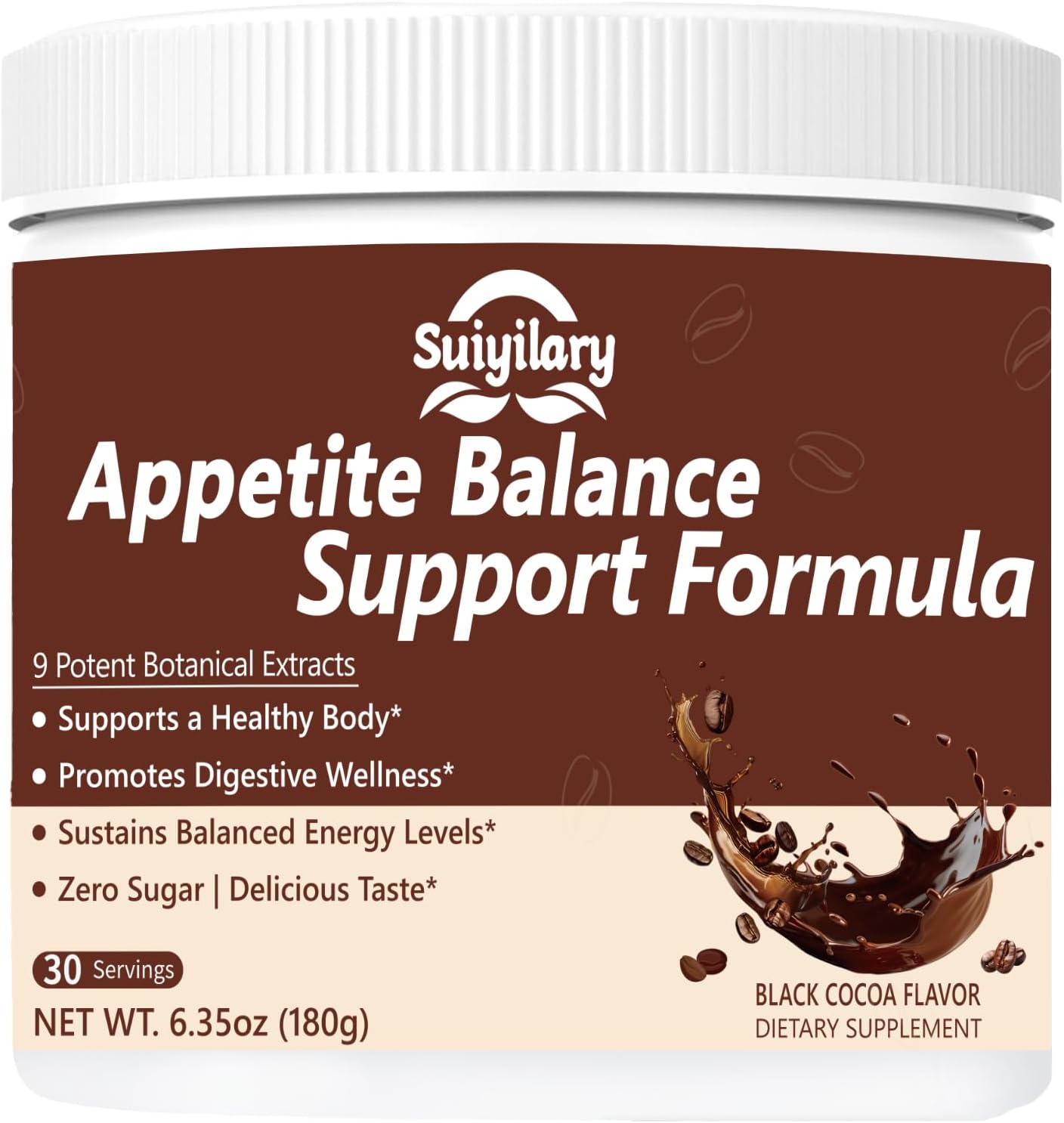 Suiyilary Cutting Drink Mix, Weight Loss Supplement, Slim Skinny Powder, Yerba Mate, Natural 9 Plant Extracts, Digestive Gut Healthy for Women Men, Sugar-Free, 30 Servings