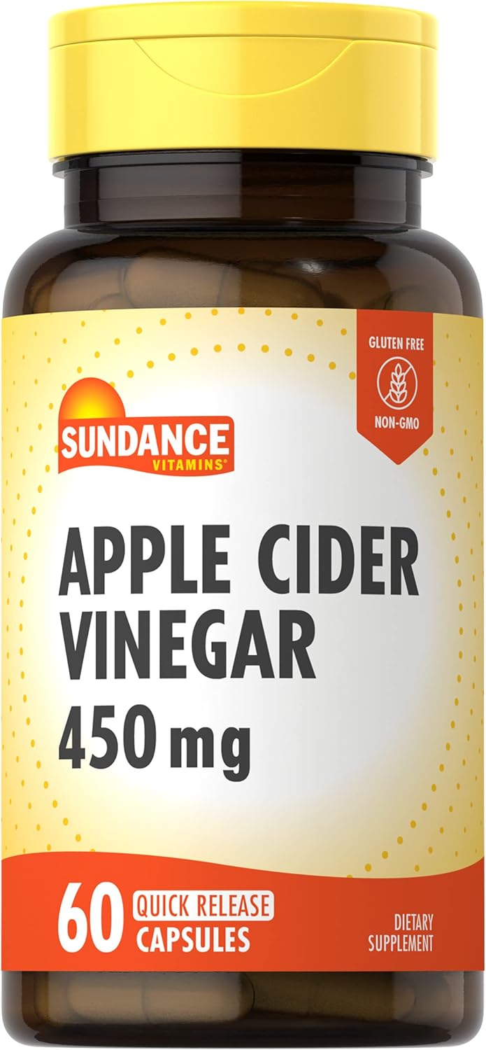 Sundance Apple Cider Vinegar Capsules | 450mg | 60 Count | Non-GMO and Gluten Free Supplement
