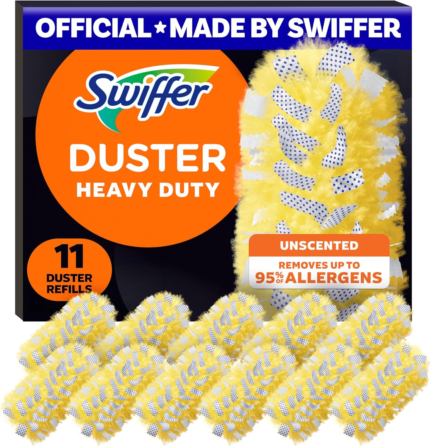 Swiffer Dusters Heavy Duty Multi-Surface Duster Refills for Cleaning, Unscented, 11 Count