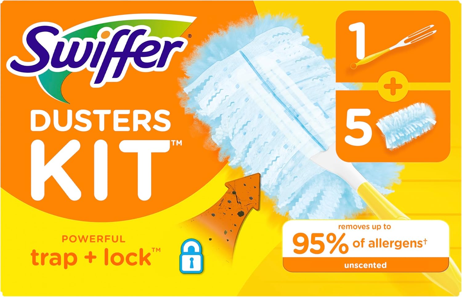 Swiffer Dusters Starter Kit, Kit Includes 1 Handle and 5 Dusters