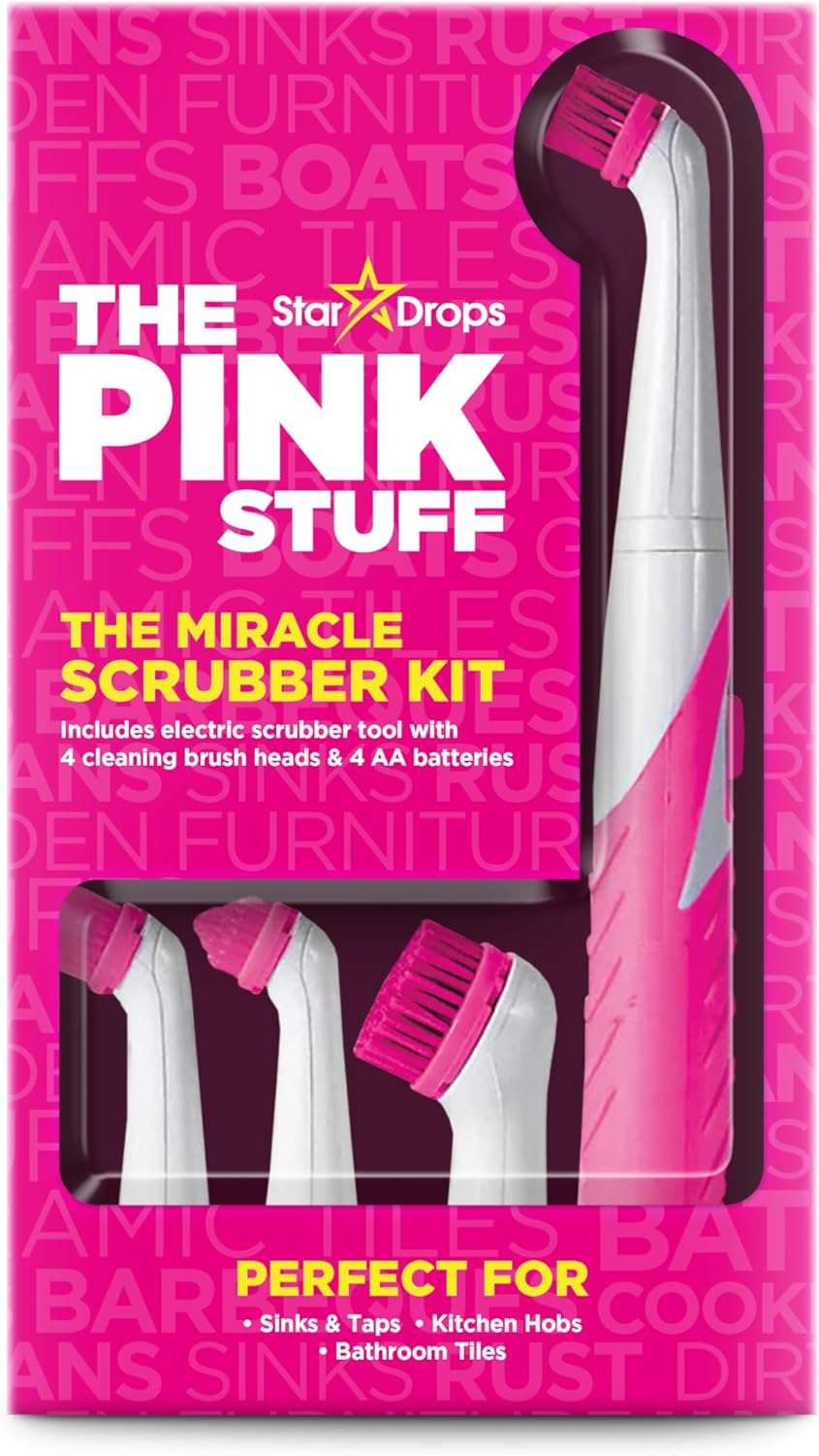 The Pink Stuff – Stardrops – The Miracle Scrubber Kit – 4 Cleaning Brush Heads