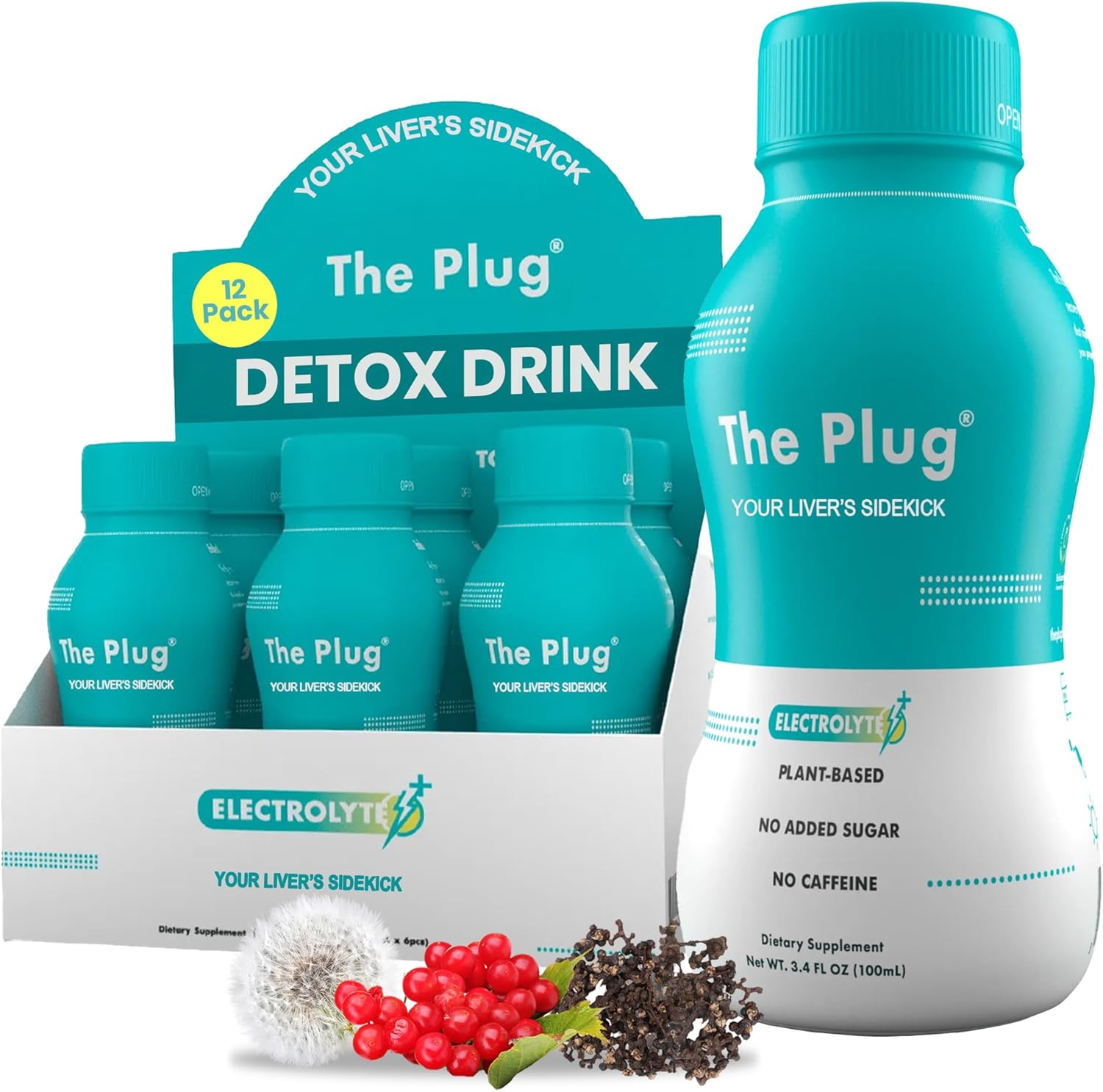 The Plug Liver Cleanse Detox & Repair Drink Electrolytes Organic Herbal Liquid Detoxify Body Plants Supplement Support Weight Loss Natural Health Hydrate Sports Energy Immunity Shots Minerals Vitamins