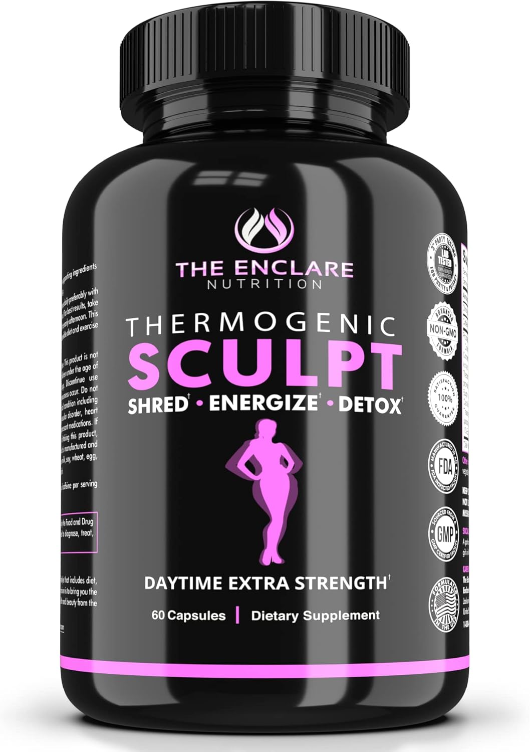 Thermogenic Fat Burner, Appetite Suppressant, Weight Loss Supplement for Women & Men, Metabolism, Energy, Focus, Brain, Caffeine Pills with Chromium, Green Tea Extract, L Theanine, Sculpt 60 Capsules